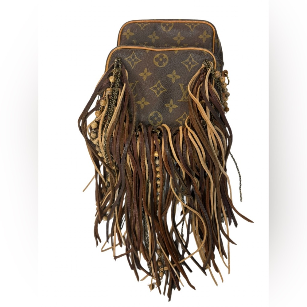 Vintage boho Upcycled Louis Vuitton Danube PM with Fringe - Picture 2 of 12